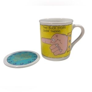 Vintage 1985 Hallmark Mug Mates Lidded Coffee Tea Cup Mug The Buck Stops There